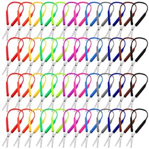 48 packs loop scissors 8 inches colorful grip scissors loop handle self opening scissors for children teens adults adaptive design scissors supports elderly and special needs, 12 colors