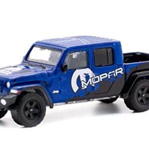 2021 Gladiator Pickup Truck w/Tonneau Cover & Off-Road Bumpers Blue & Black Blue Collar Collection 1/64 Diecast Model Car by Greenlight 35220 F