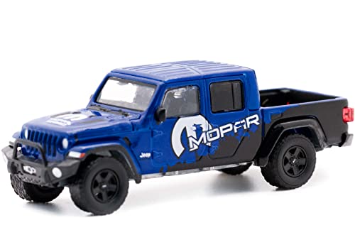 2021 Gladiator Pickup Truck w/Tonneau Cover & Off-Road Bumpers Blue & Black Blue Collar Collection 1/64 Diecast Model Car by Greenlight 35220 F