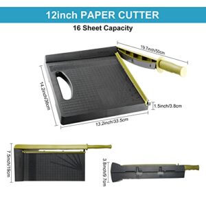 Meafeng A4 Paper Trimmer, Foldable Guillotine Paper Cutter with Hand-held, 12 inch Cut Length, 16 Sheets Capacity, for Scrapbooking Crafts Photo & Label