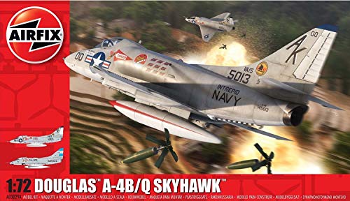 Airfix Douglas A-4B/Q Skyhawk 1:72 Vietnam War Military Aviation Plastic Model Kit A03029A, Unpainted