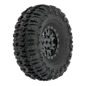 pro-line racing 1/24 trencher f/r 1.0″ tires mounted 7mm black impulse 4 scx24 pro1020910