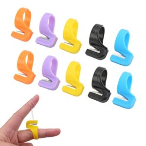 Agatige 10pcs Thread Cutter Rings, Ring Cutter Split Knife Plastic Thimble Sewing Rings Yarn Cutters Finger Ring Stitch Cutting Tools for Sewing, Knitting, Crafting