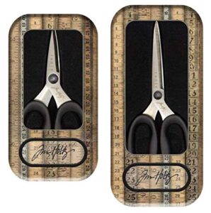 tim holtz haberdashery scissors – bundle of two pairs of soft grip snip scissors, 5″ and 6″