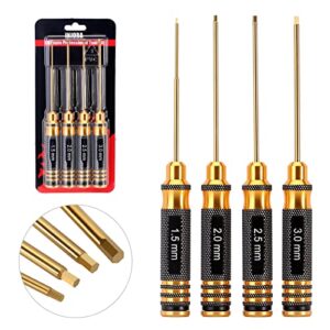 injora 4 pcs rc hex screwdriver tool set, allen wrenches sets 1.5mm 2.0mm 2.5mm 3.0mm, hexagon head screwdriver wrenches, rc car tool kit for rc model car helicopter drone boat
