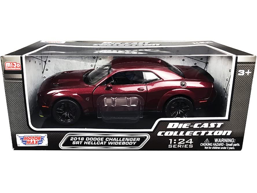 Motor Max 2018 Dodge Challenger SRT Hellcat, Burgundy 79350BUR - 1/24 Scale Diecast Model Toy Car