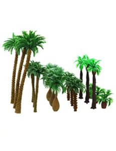18pcs artificial miniature palm trees scenery layout model plastic tree train coconut rainforest toys for ho train layout