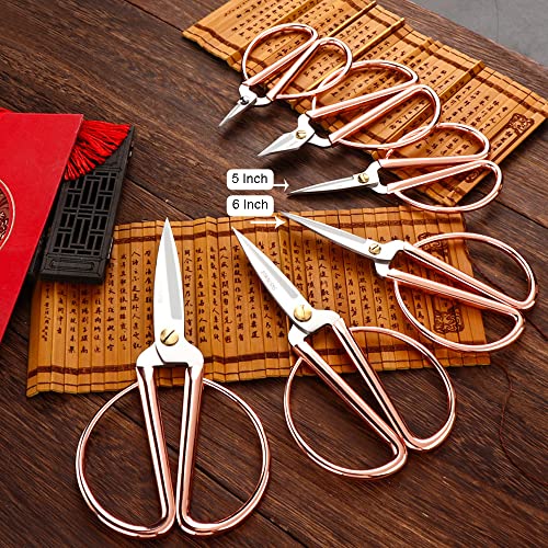 Aemoe 6 Inch All Stainless Steel Sewing Scissors, Sharp Tailor Scissors for Embroidery, Sewing, Craft, DIY Art Work & Daily Use for Home Office School Rose Gold