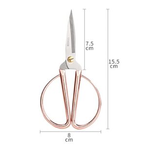 Aemoe 6 Inch All Stainless Steel Sewing Scissors, Sharp Tailor Scissors for Embroidery, Sewing, Craft, DIY Art Work & Daily Use for Home Office School Rose Gold