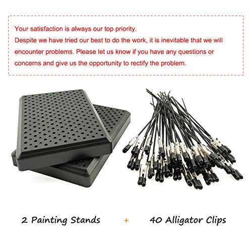 MAY.T Model Painting Alligator Clip Sticks 40PCS with Stand Base 2PCS for Airbrush Hobby Model Parts