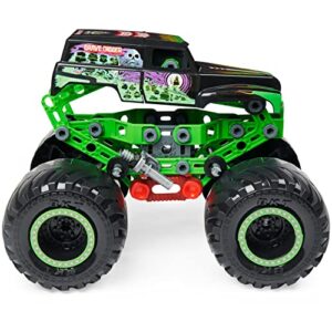 Meccano Junior, Official Monster Jam Grave Digger Monster Truck STEM Model Building Kit with Pull-Back Motor, Kids Toys for Ages 5 and up