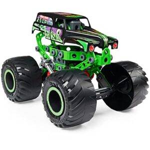 Meccano Junior, Official Monster Jam Grave Digger Monster Truck STEM Model Building Kit with Pull-Back Motor, Kids Toys for Ages 5 and up