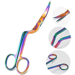 aaprotools rainbow color machine embroidery scissors 6″ large double curved scissors – stainless steel embroidery supplies