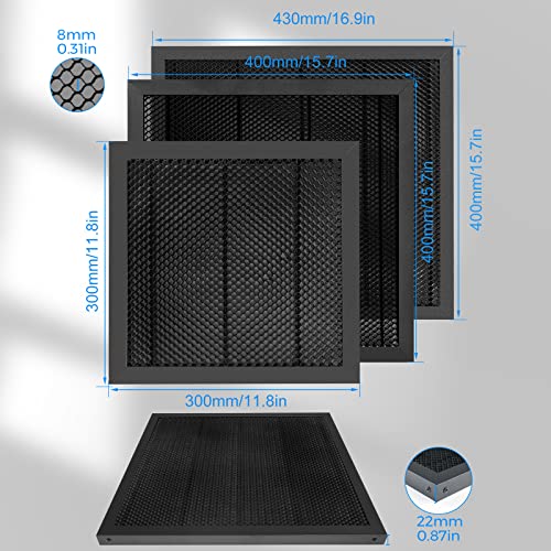 Twotrees Laser Cutter Honeycomb Working Panel Set,15.7x15.7x0.87 inch Honeycomb Laser Bed for CO2 or Diode Laser Engraver Cutting Machine,Honeycomb Working Table with Aluminum Plate