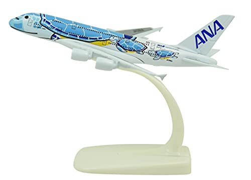 TANG DYNASTY(TM) 1:500 15cm A380 ANA Sea Turtle Metal Airplane Model Plane Toy Plane Model (Blue)