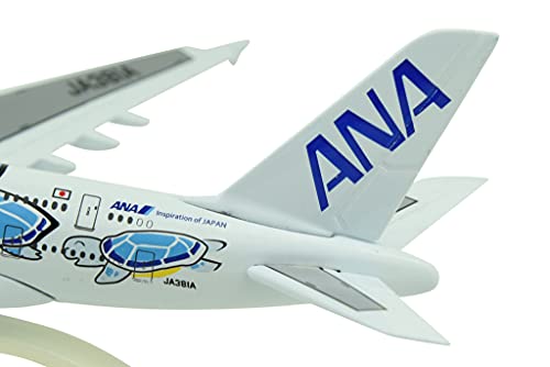 TANG DYNASTY(TM) 1:500 15cm A380 ANA Sea Turtle Metal Airplane Model Plane Toy Plane Model (Blue)