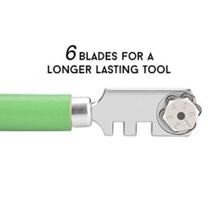 AGPtek Professional Grade Glass Cutter Tool (6 Way Cutting Wheel) - Perfect for Cutting & Scoring Glass Bottles, Mirrors, Window Panes, Shelves, and More!