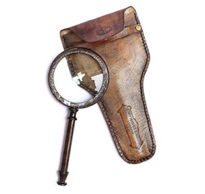 vintage antique henry london leather case brass marine handheld magnifying glass astrologers nautical instrument – xmas gallery gifts (brown)