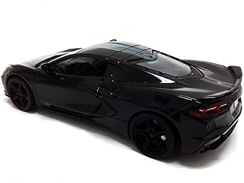 Motormax Toy 2020 Chevy Corvette C8 Stingray Black with Gray Stripes 1/24 Diecast Model Car by Motormax 79360 (79360bk)