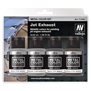 acrylicos vallejo vjp77602 32 ml model color metal – jet exhaust – pack of 4
