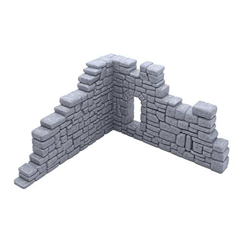 EnderToys Ruined Stone Walls Set B, Terrain Scenery for Tabletop 28mm Miniatures Wargame, 3D Printed and Paintable