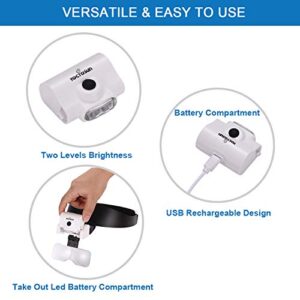 YOCTOSUN Rechargeable Headband Magnifier with 2 LED Lights and 5 Detachable Lenses 1X,1.5X,2X,2.5X,3.5X, Hands-Free Head Magnifying Glasses for Close Work, Jewelry Work, Watch Repair, Arts & Crafts