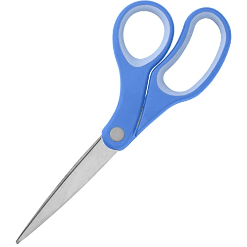 Sparco 8-Inch Bent Multipurpose Scissors, Stainless Steel, Blue (SPR39043)