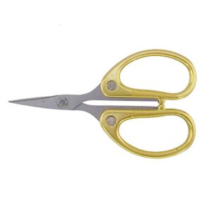 Embroidery Scissors - 4 1/2" Fine Cut Sharp Point Titanium Scissors w/Sheath - Small Craft Snip Scissors - Gold - 1 Pair