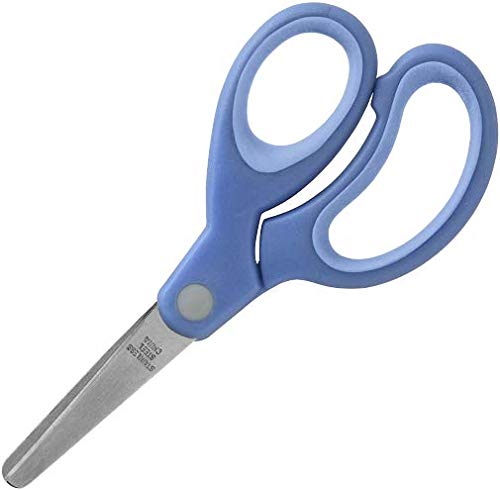 1InTheOffice Scissors for School Kids, Blunt Tip Scissors, Kids Blunt End Scissors, Kids Safe Scissors Kid Scissors Blunt Tip, Small Safety Scissors, Blue (2 Pack)