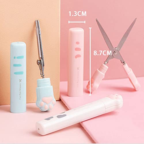 Cat Paw Scissors School Supplies Cute Stainless Steel Scissors for School Home Office Portable Mini Novelty Folding Design(Pink)