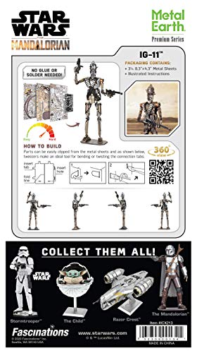 Metal Earth Premium Series Star Wars The Mandalorian IG-11 3D Metal Model Kit Fascinations