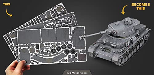 Fascinations Metal Earth Premium Series Panzer IV Tank 3D Metal Model Kit Bundle with Tweezers