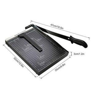 Paper Trimmer, A4 Paper Cutter Guillotine with Heavy Duty Gridded Base Cut Length 12 Sheets Capacity, Cutting Paper Machine for Home Office (Black)
