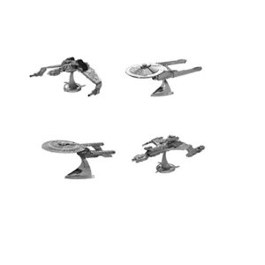 metal earth 3d model kits – star trek set of 4 – uss enterprise ncc-1701d – klingon vor’cha class – klingon bird-of-prey – uss enterprise ncc-1701