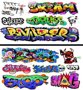 n scale 1:160 graffiti waterslide decals 2-pack set #22 – weather your rolling stock & structures!