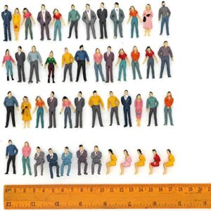 50pcs Building Model Trains Layout 1:50 Painted Figures O Scale Sitting and Standing People Assorted Pose