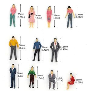 50pcs Building Model Trains Layout 1:50 Painted Figures O Scale Sitting and Standing People Assorted Pose