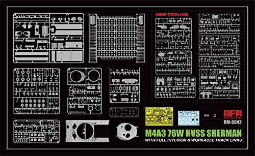 Rye Field Model 1/35 M4A3 76W HVSS Sherman with Full Interior and workable Track Links RM-5042