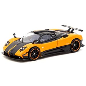 Pagani Zonda Cinque Arancio Saint Tropez Orange Metallic and Black Global64 Series 1/64 Diecast Model Car by Tarmac Works T64G-TL021-OR