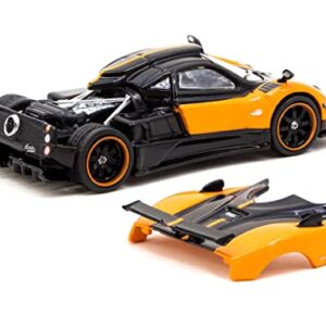 Pagani Zonda Cinque Arancio Saint Tropez Orange Metallic and Black Global64 Series 1/64 Diecast Model Car by Tarmac Works T64G-TL021-OR