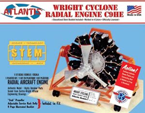 atlantis stem wright cyclone engine 1/12 scale plastic model kit made in the usa