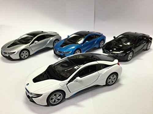 KiNSMART BMW i8 SetOf4 5" 1:36 Scale Die Cast Metal Model Toy Car w/ Pullback Action