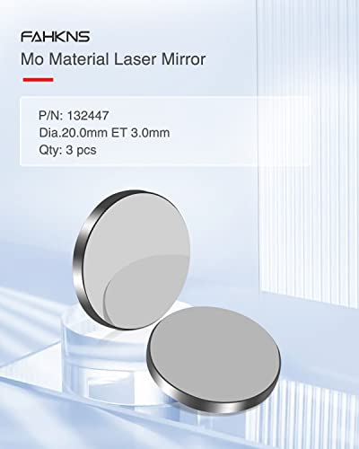 3PCS FAHKNS Molybdenum Reflective Lens Dia:20mm/0.79" T3mm Mo Mirror Laser Lens for CO2 Laser Engraving Cutting Engraver/Cutter 40W-200W