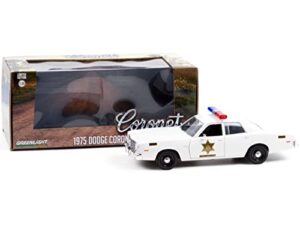 1975 coronet white hazzard county sheriff 1/24 diecast model car by greenlight 84104