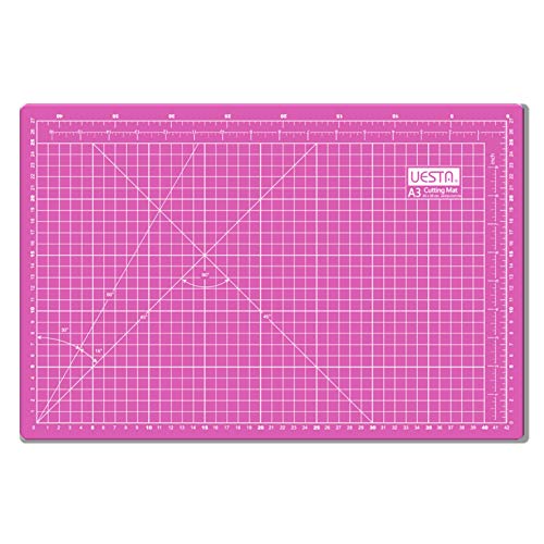 PVC A3 Cutting Mat() - A3 5 Layers PVC (18L x 12W Inch) (450 x 300 mm), Colorful Self Healing Cutting Mat Craft Fabric Quilting Sewing Scrapbooking One Sided Art Project (Set of 1) UESTA (Pink)