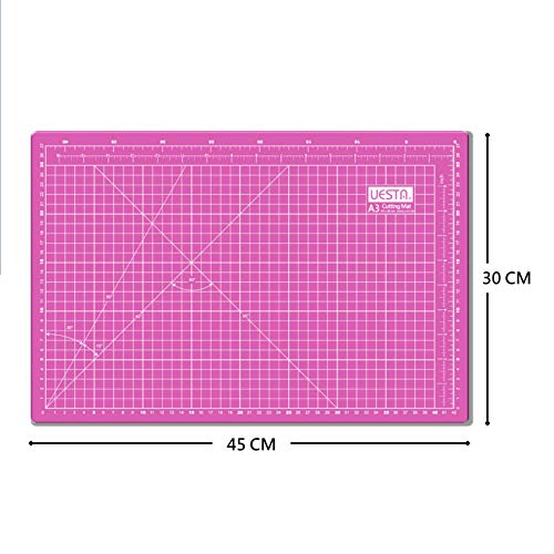 PVC A3 Cutting Mat() - A3 5 Layers PVC (18L x 12W Inch) (450 x 300 mm), Colorful Self Healing Cutting Mat Craft Fabric Quilting Sewing Scrapbooking One Sided Art Project (Set of 1) UESTA (Pink)