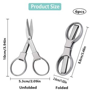 6 Pcs Folding Scissors, PIVHWIR Stainless Steel Portable Telescopic Scissors Safety Travel Trip Scissors for Home Camping Office