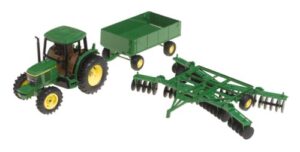 ertl john deere 6410 tractor with barge wagon and disk (1:32 scale) , green