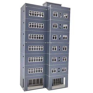 atingshokb ho scale building 1:87 diy train railway modern tall business buildings office house assembled architectural for model train layout (gray)