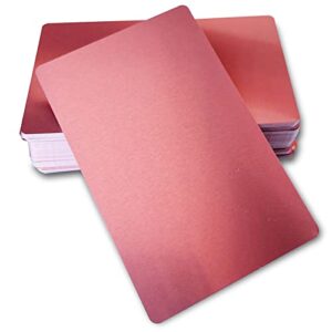 ebamaz 50pcs thick 0.45mm matte black finish aluminum metal business cards blanks 3.4 x2.13 inch for customer laser engraving (rose golden, blank)